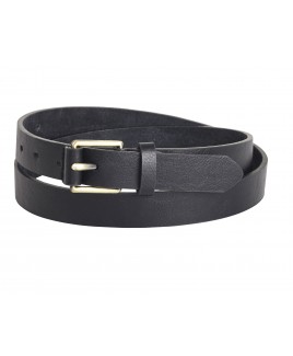 1" Leather Grain Belt with Brushed Brass Buckle
