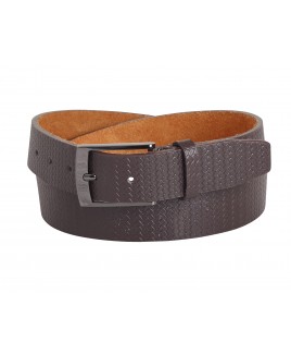 1.5" Woven Print Belt with Brushed Nickel Buckle-Brown