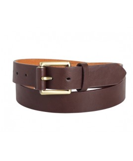 1.25" Leather Grain Belt with Brushed Brass Buckle