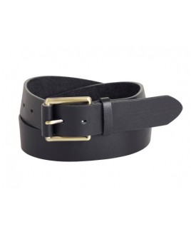 1.5" Leather Grain Belt with Brushed Brass Buckle