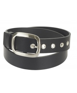 1.5" Leather Grain Belt With Nickel Brushed Buckle