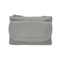 Lorenz Leather Grain PU Soft Top Zip Coin Purse with Front Flap Pocket