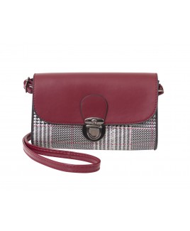 Tartan Pattern X-Body Fashion Bag with Contrast Flap & Push Lock Fasten- CLEARANCE!