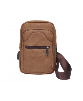 Lorenz Gents/Unisex Two-Tone PU Compact X-Body Backback with 4 Zips & Charging Port