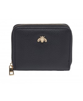 Lorenz Zip Round Compact Purse with Bee Motif